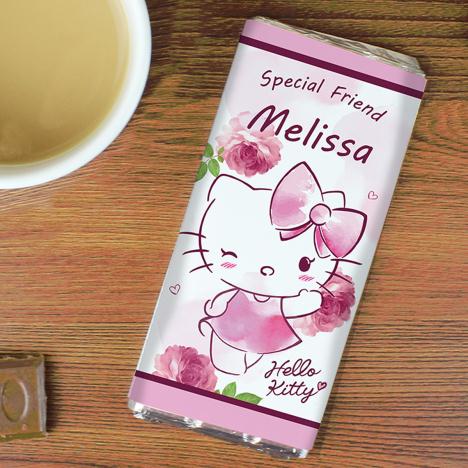 Personalised Hello Kitty Pink Blush 100g Milk Chocolate Bar Extra Image 1